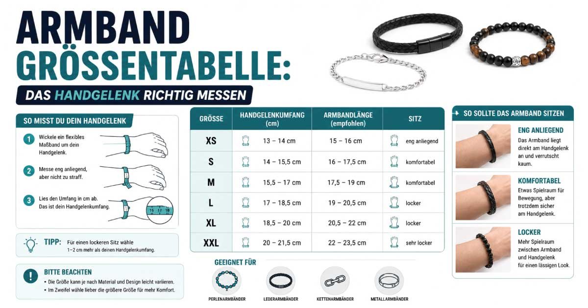 Armband Größentabelle