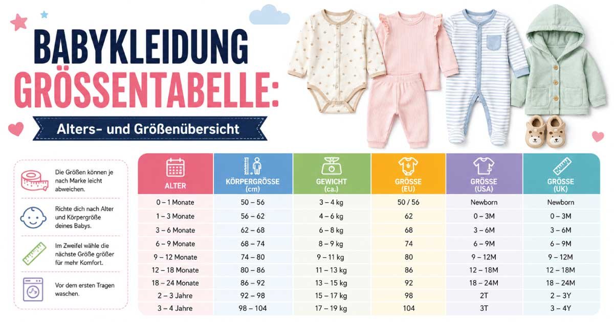 Babykleidung Größentabelle