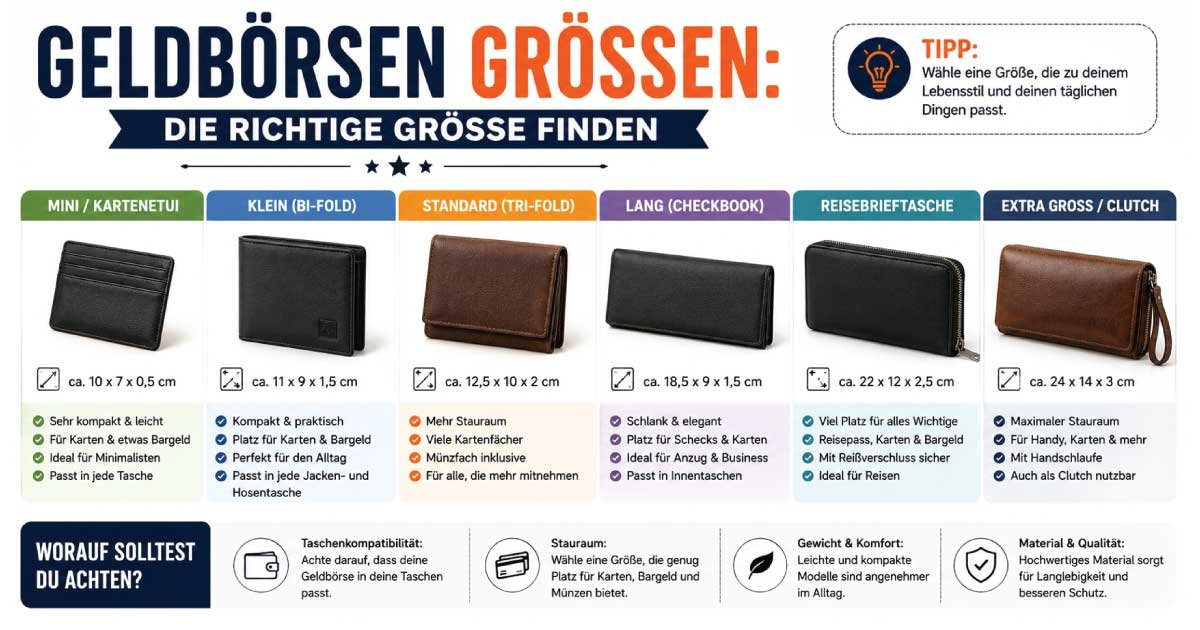Geldbörsen Größen