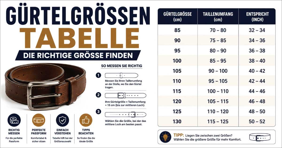 Gürtelgrößen Tabelle