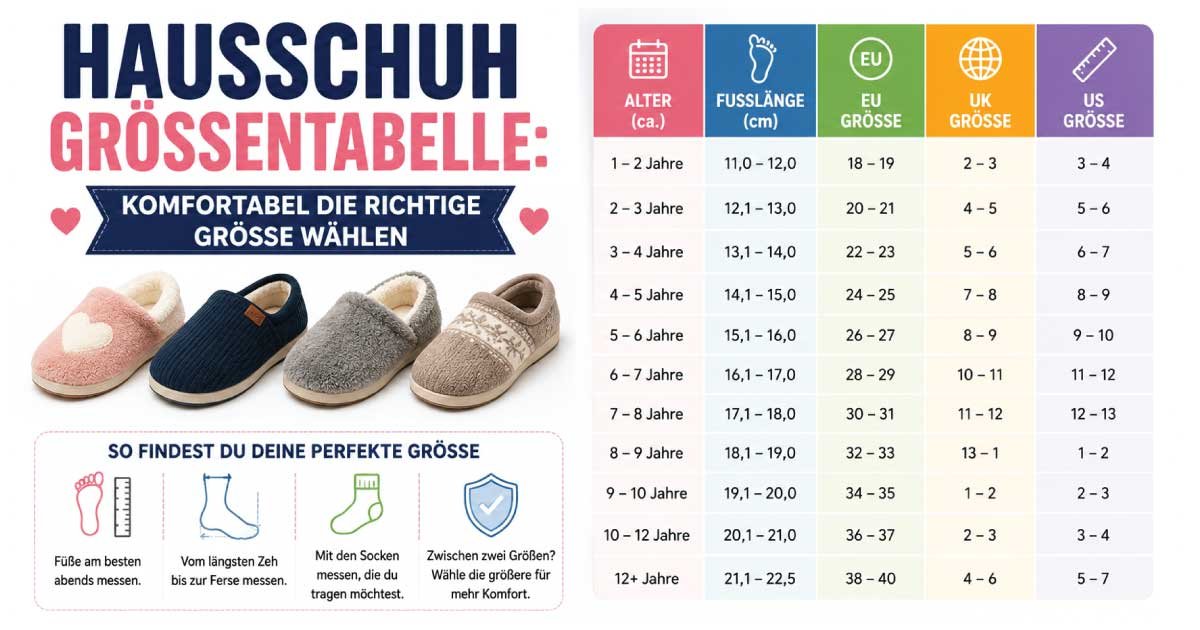 Hausschuh Größentabelle