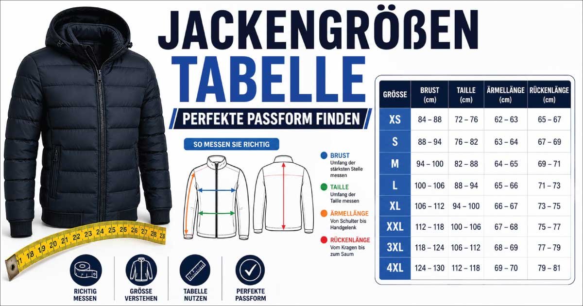 Jackengrößen Tabelle