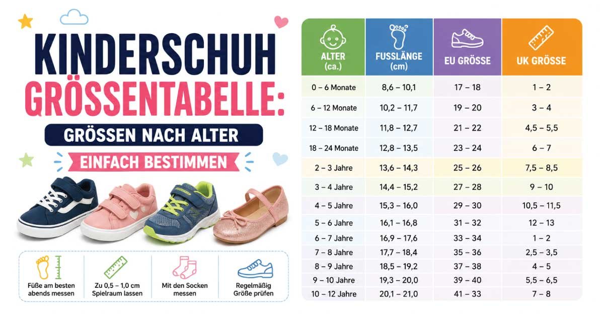 Kinderschuh Größentabelle