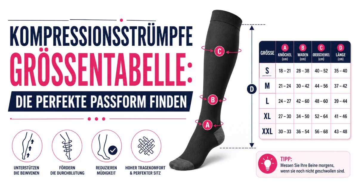 Kompressionsstrümpfe Größentabelle