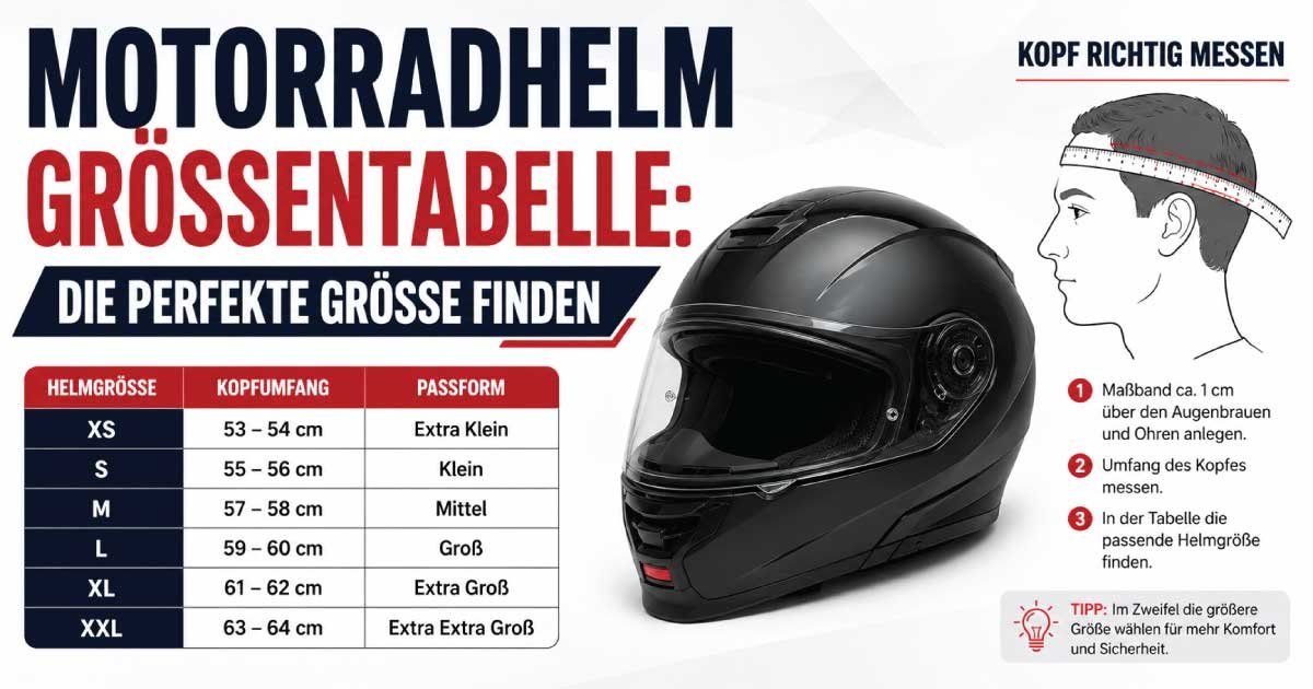 Motorradhelm Größentabelle