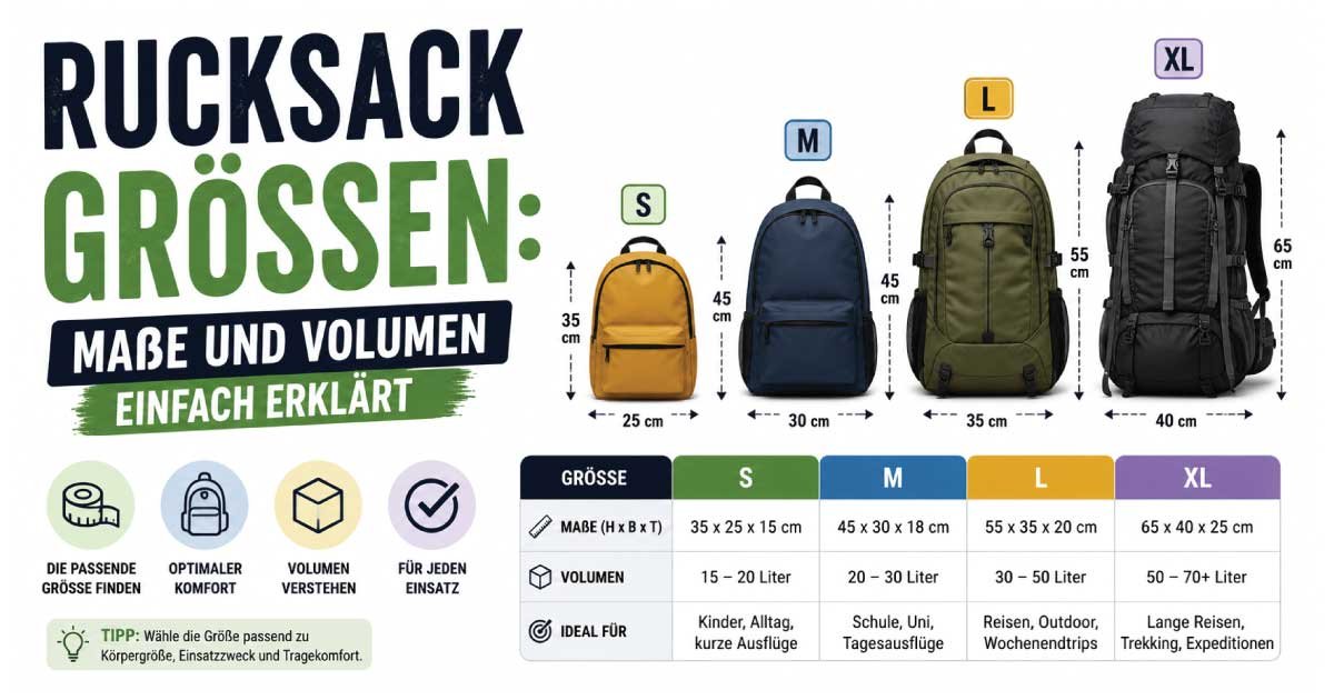 Rucksack Größen