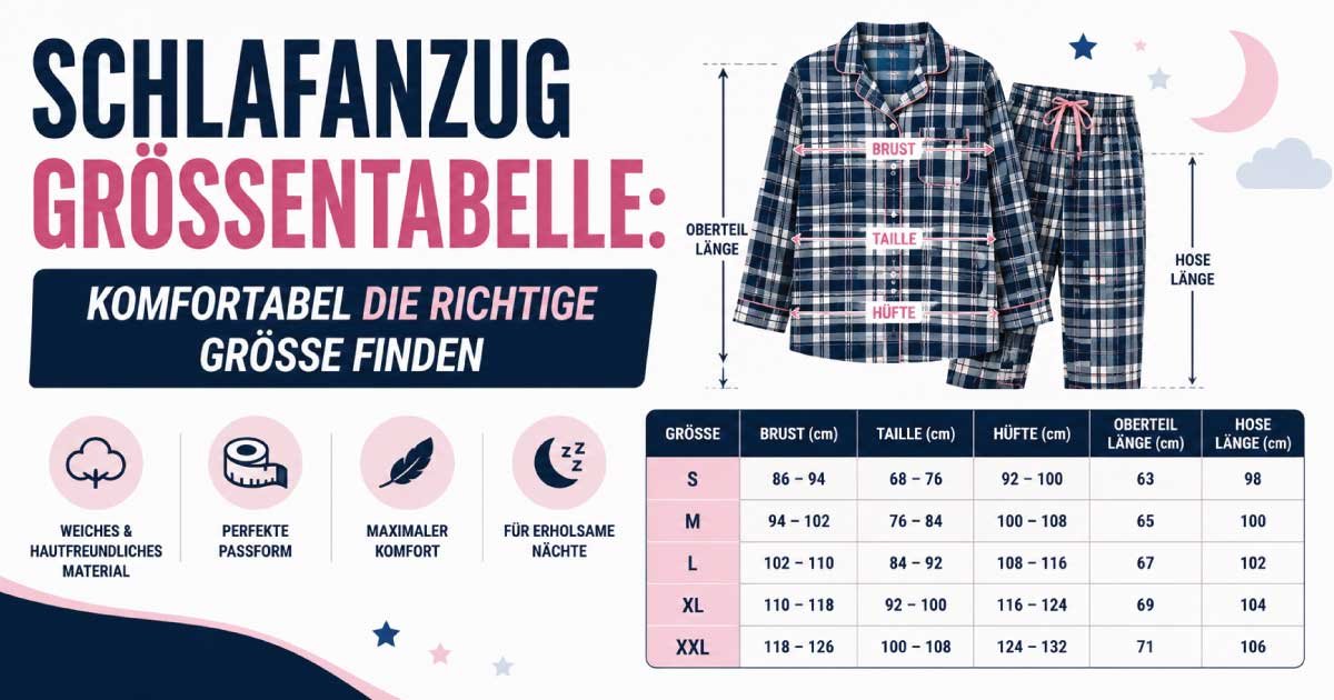 Schlafanzug Größentabelle