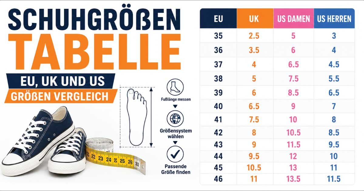Schuhgrößen Tabelle
