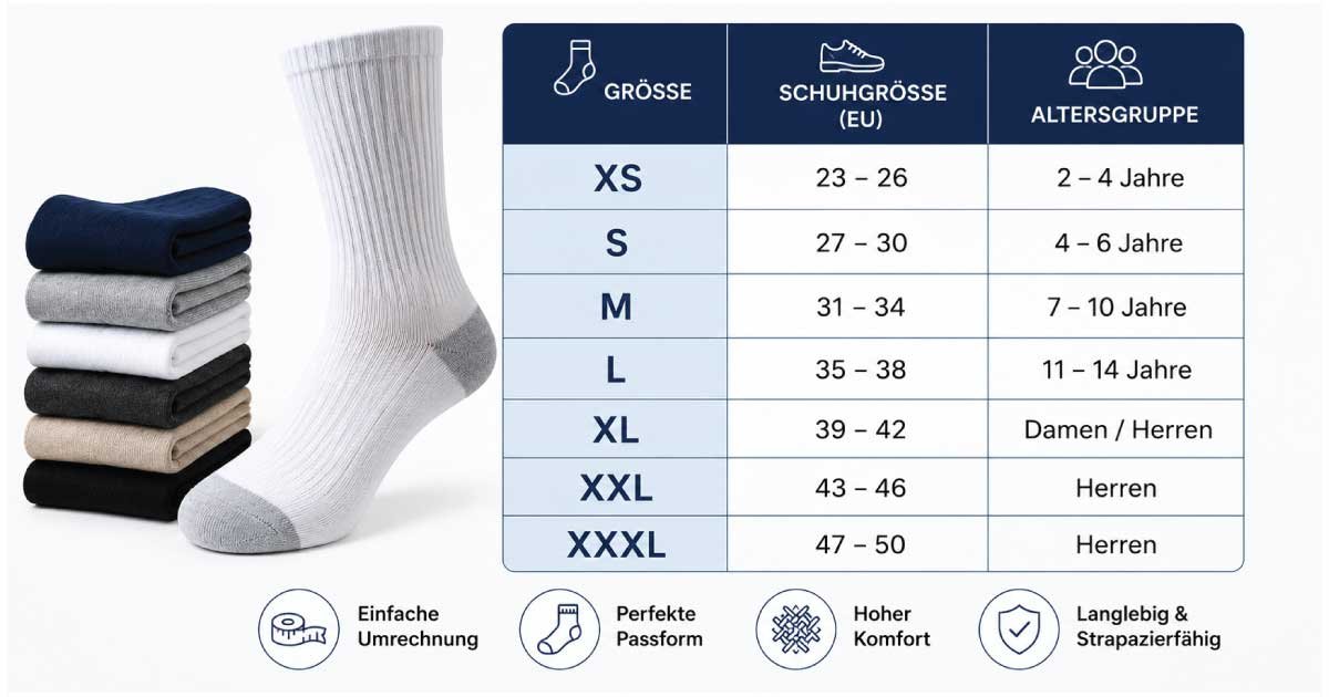 Sockengrößen Tabelle
