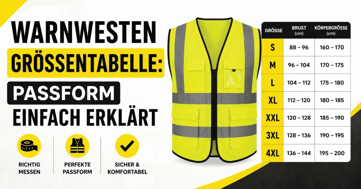 Warnwesten Größentabelle