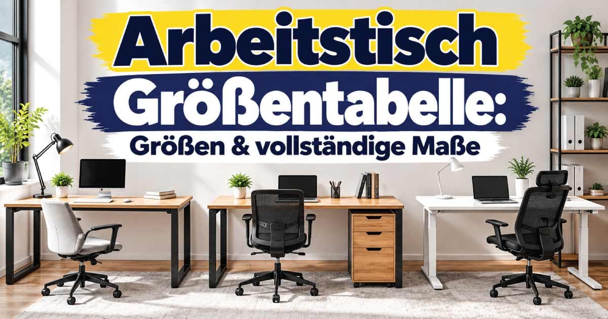 Arbeitstisch Größentabelle