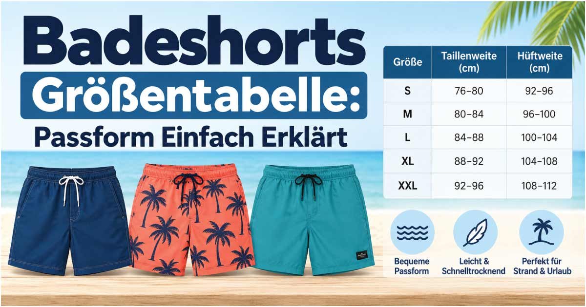 Badeshorts Größentabelle