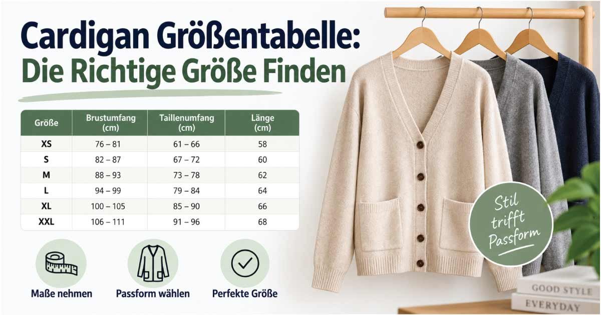 Cardigan Größentabelle