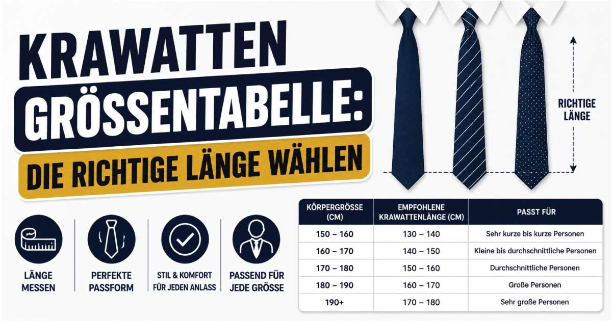 Krawatten Größentabelle