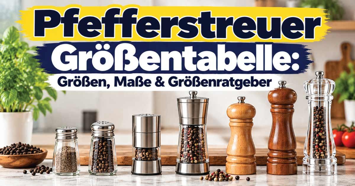 Pfefferstreuer Größentabelle
