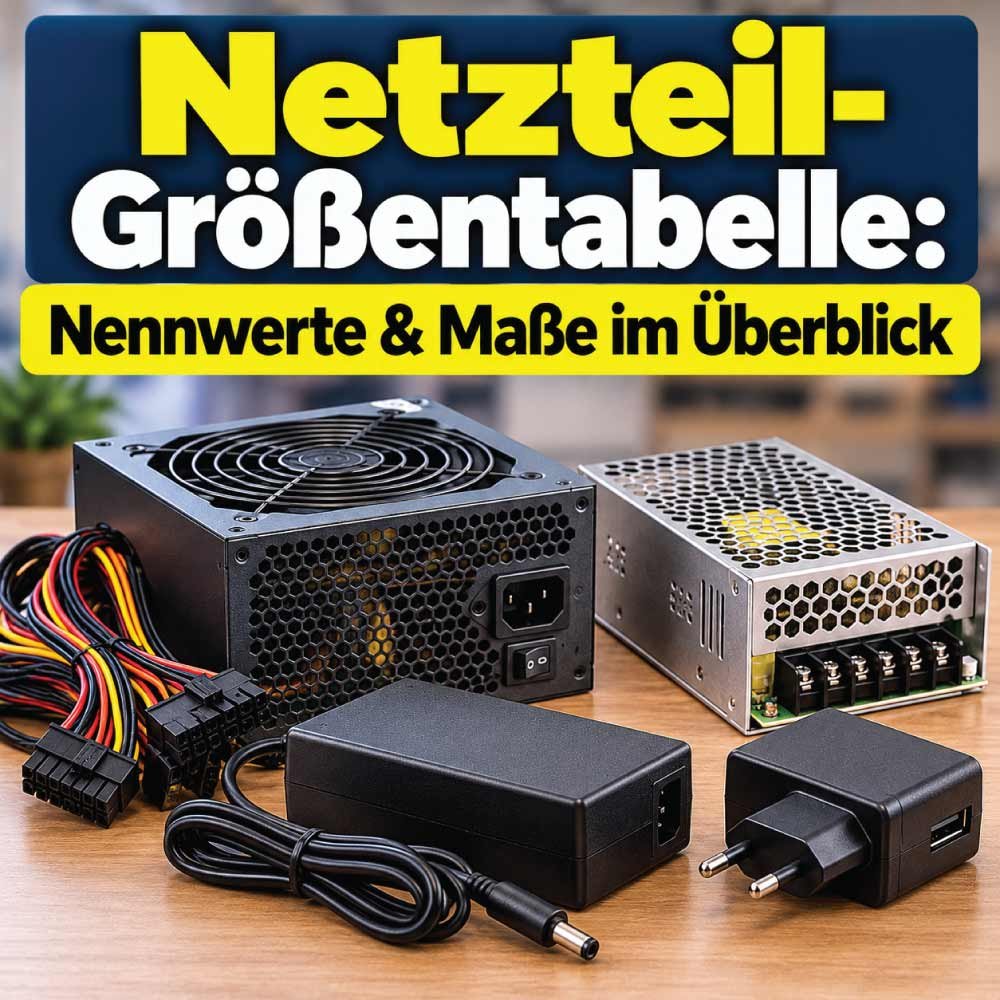 Netzteil-Größentabelle